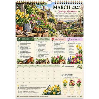 2027 Four Seasons Gardening Calendar & Monthly Planner – A4 Wall Calendar with Planting Guide, Garden Tasks & Plant Labels | WEEKLYARD™