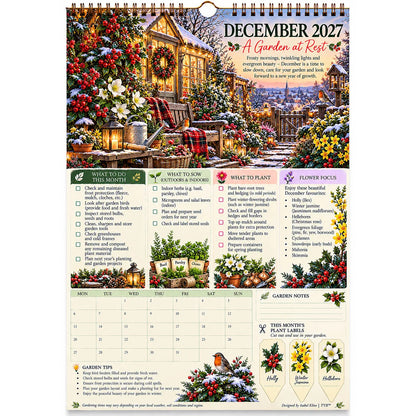 2027 Four Seasons Gardening Calendar & Monthly Planner – A4 Wall Calendar with Planting Guide, Garden Tasks & Plant Labels | WEEKLYARD™