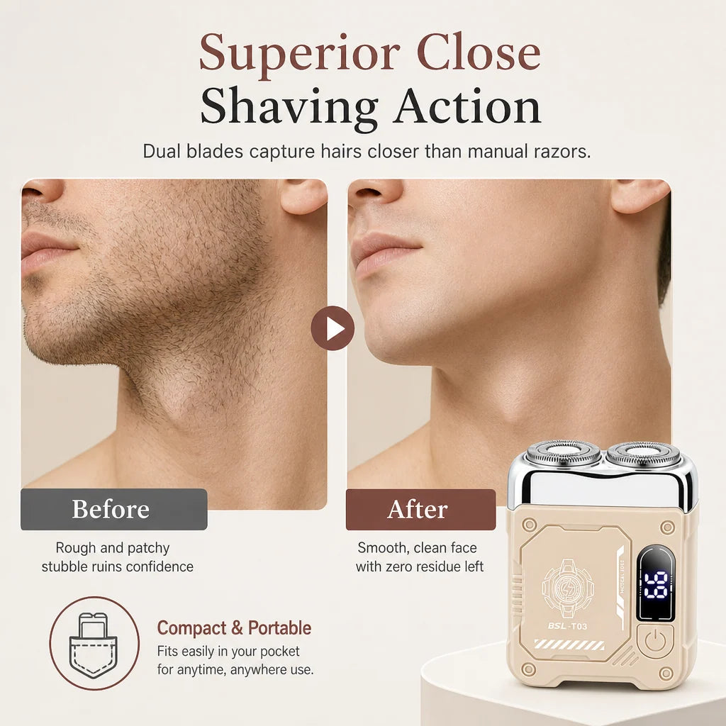 Mini Portable Electric Dual Head Shaver for Men