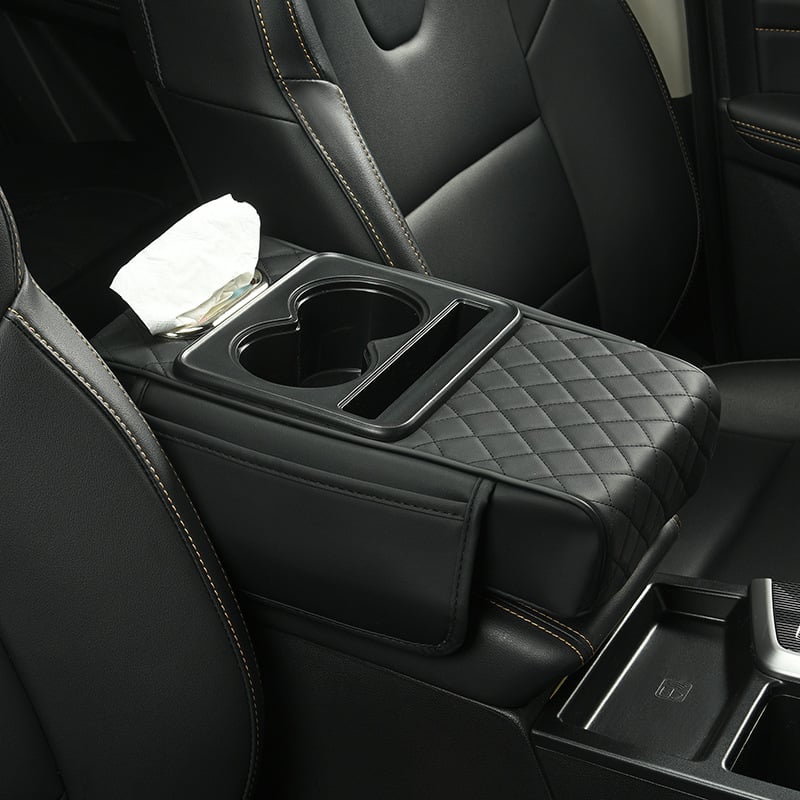 🔥 Multifunctional PU Leather Car Armrest Box Mat