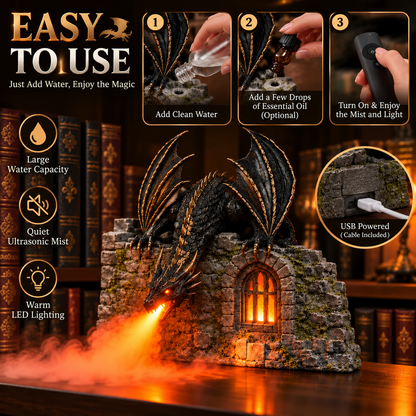 🐉Dragon Humidifier with Flame Effect – Fantasy Magic for Your Reading Nook