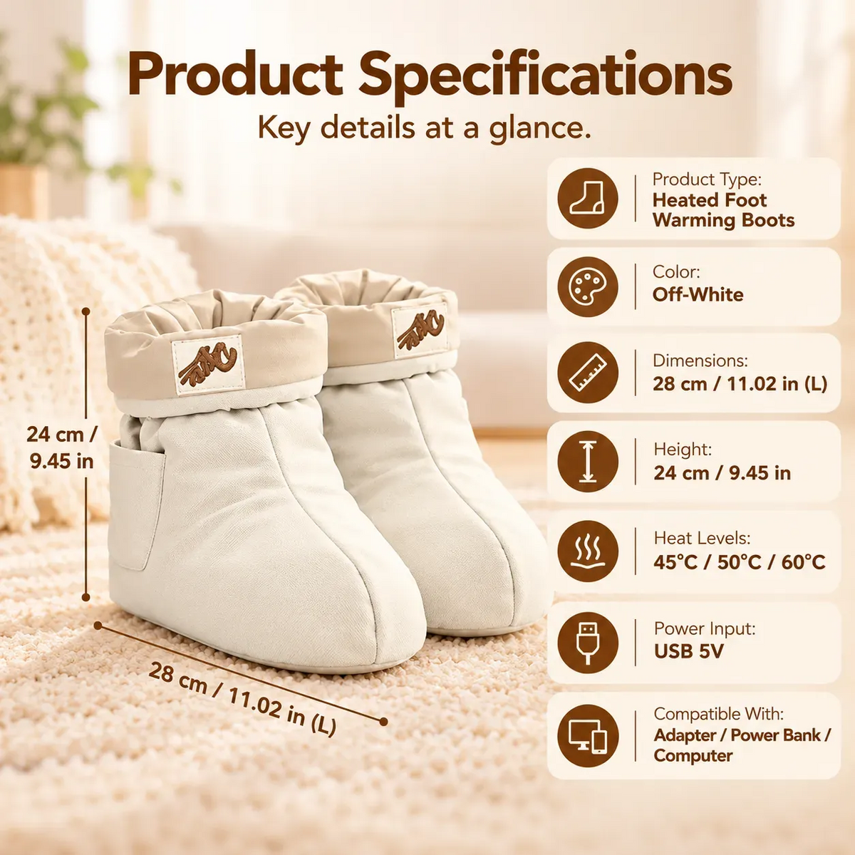 USB-Heated Foot Warmer Boots – Waterless Electric Foot Warmers