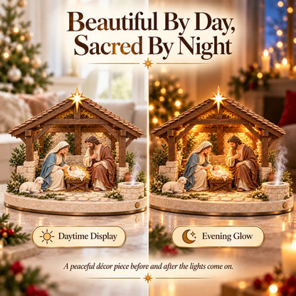 ✨ Bethlehem Holy Night – Light-Up Nativity Scene with Gentle Mist 🎄