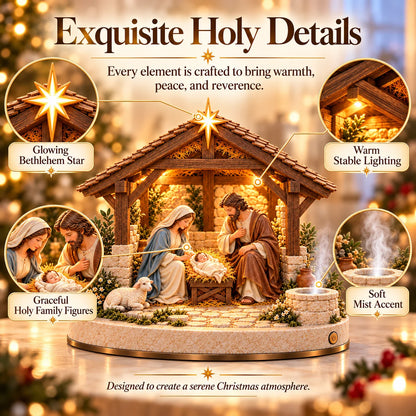 ✨ Bethlehem Holy Night – Light-Up Nativity Scene with Gentle Mist 🎄