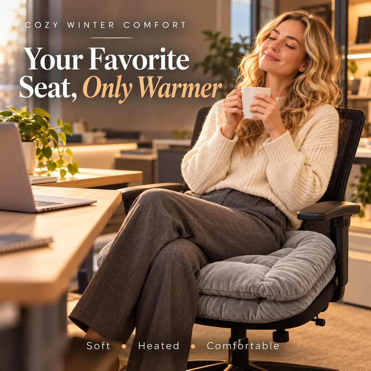 Heated Chair Cushion – Dual-Zone Fast-Warming Seat & Back Pad