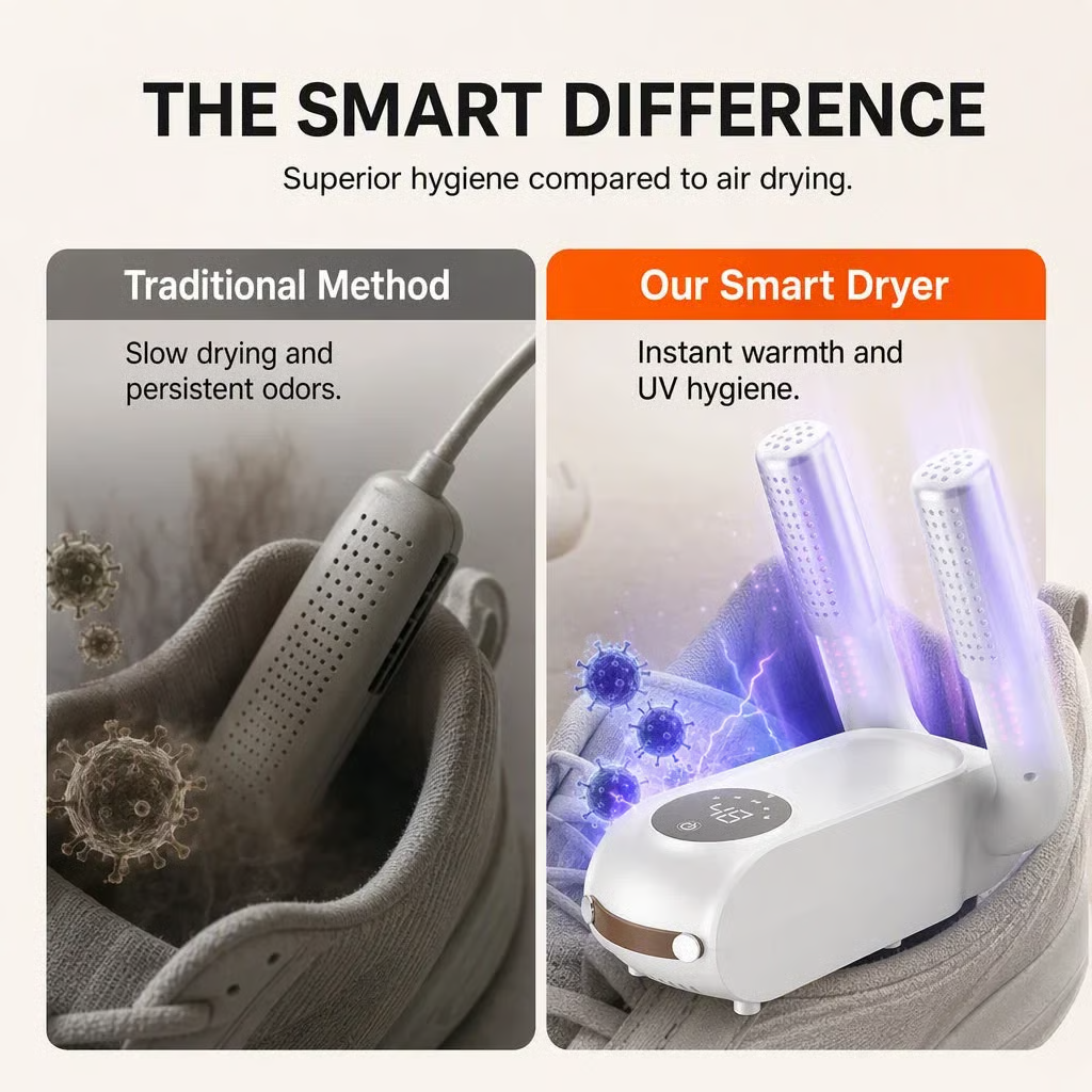 👟 Foldable Shoe Dryer with Smart Timer and UV Light