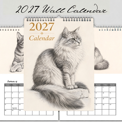 🐾 2027 Long-Haired Cat Wall Calendar