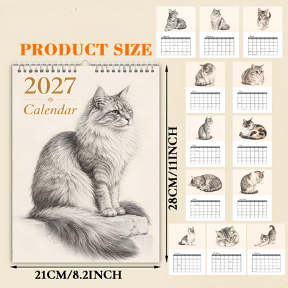 🐾 2027 Long-Haired Cat Wall Calendar