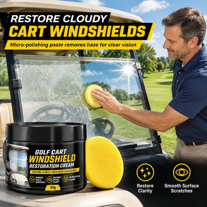 🥳2026 HOT SALE🥳💞50K+ SOLD! 🏌️✨ 50% OFF! Golf Cart Windshield Scratch Repair Paste – buffs away haze & yellowing, restores crystal-clear vision. Includes sponge, easy 3-step hand buffing! 🛡️✅