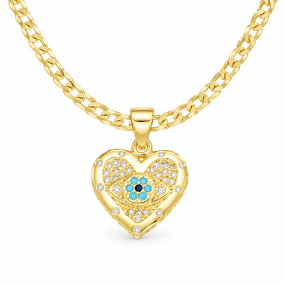 🧿 50% OFF! ✨ 18K Gold Plated Evil Eye Heart Necklace & Earrings Jewelry Set