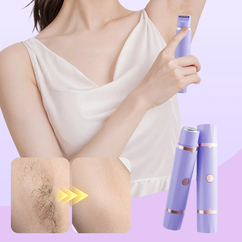 2-in-1 Women's Cordless Electric Razor | Painless Hair Remover For Face, Legs, Armpits & Bikini Line, Rechargeable