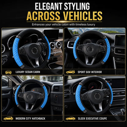 🚗 Rhinestone Steering Wheel Cover: Quilted Pu Leather, Luminous, Luxury, Easy Fit