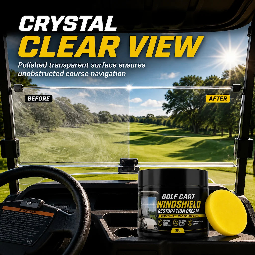 🥳2026 HOT SALE🥳💞50K+ SOLD! 🏌️✨ 50% OFF! Golf Cart Windshield Scratch Repair Paste – buffs away haze & yellowing, restores crystal-clear vision. Includes sponge, easy 3-step hand buffing! 🛡️✅