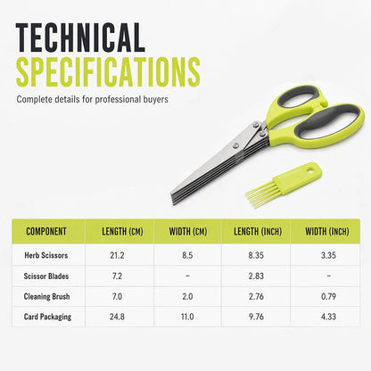 🔥 Multi-Layer Stainless Steel Kitchen Scissors – 5-Blade Herb Cutter with Ergonomic Handle – Ideal for Herbs, Scallions & Fresh Garnishes ✂️🌿