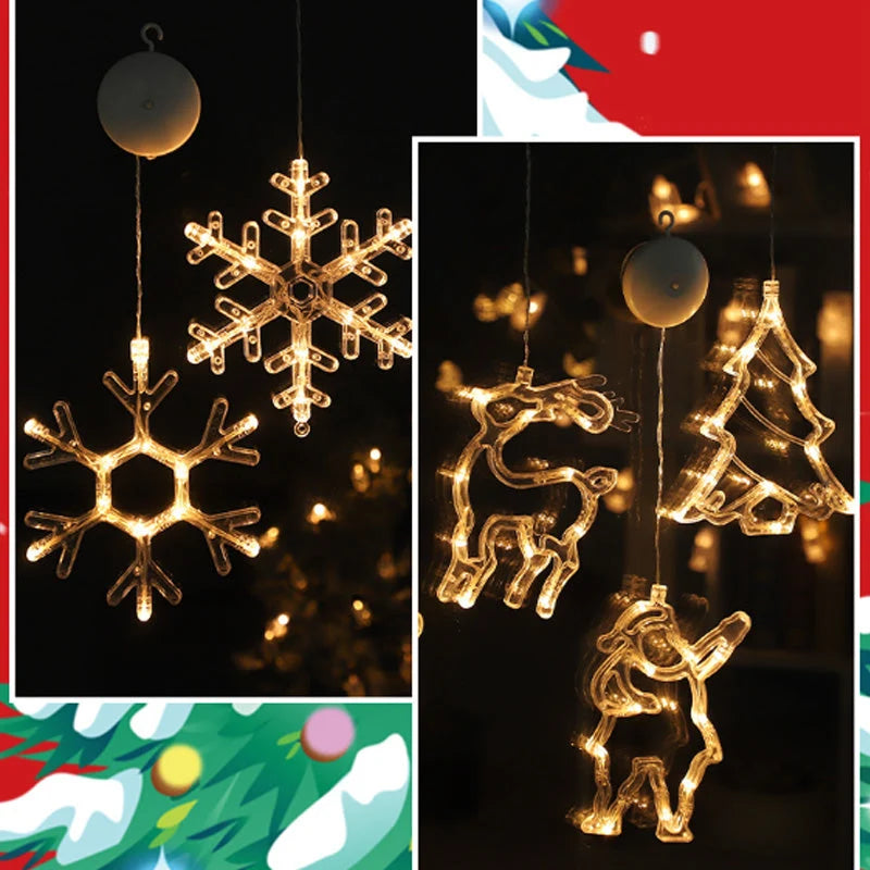 ❄️ DIY Christmas Snowflake Suction Cup LED Lights ✨ | Battery Operated, Warm & Multi-Colour, Window Suction Lights, Christmas Home & Party Decor