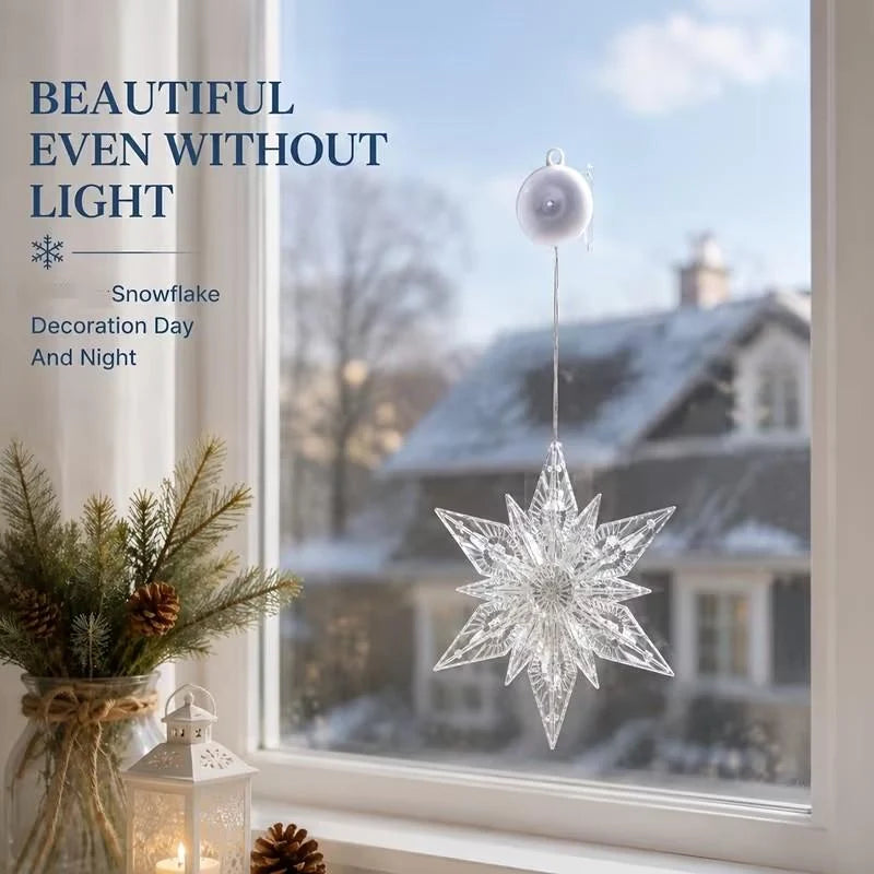 ❄️ DIY Christmas Snowflake Suction Cup LED Lights ✨ | Battery Operated, Warm & Multi-Colour, Window Suction Lights, Christmas Home & Party Decor