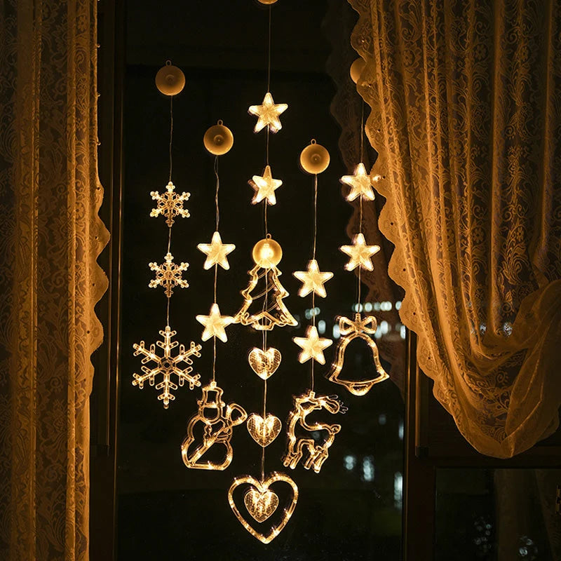 ❄️ DIY Christmas Snowflake Suction Cup LED Lights ✨ | Battery Operated, Warm & Multi-Colour, Window Suction Lights, Christmas Home & Party Decor