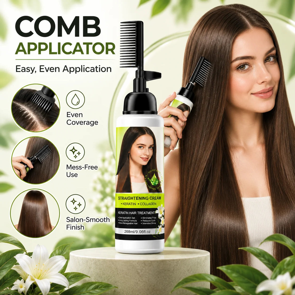 Hair Straightening Cream With Comb Applicator