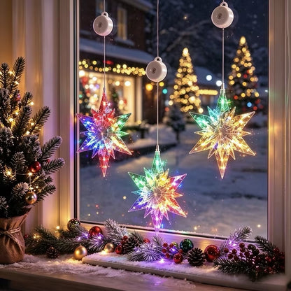 ❄️ DIY Christmas Snowflake Suction Cup LED Lights ✨ | Battery Operated, Warm & Multi-Colour, Window Suction Lights, Christmas Home & Party Decor