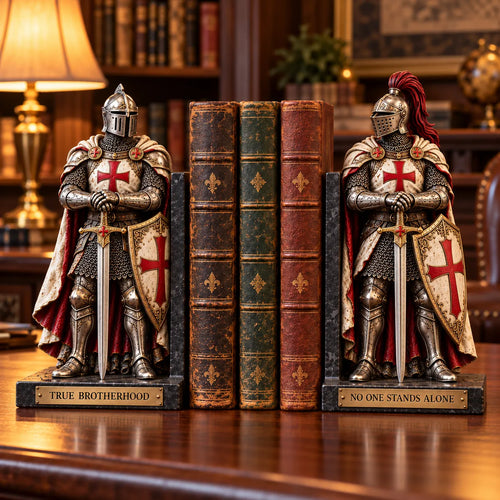 ⚔️ Knights Templar – True Brotherhood Medieval Knight Bookends