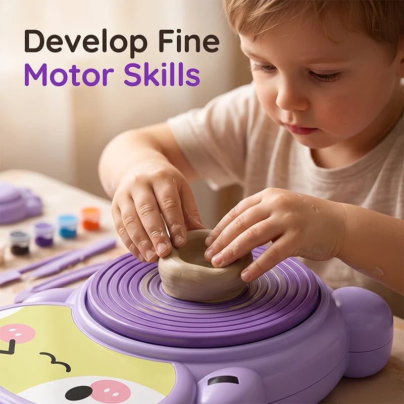 🎁2026 New Arrivals 50% OFF💥 Kids Electric Pottery Wheel DIY Studio Craft Kit – Hands-Free Foot Pedal Speed Control, Ultra-Smooth Non-Toxic Air-Dry Clay, 12 Vibrant Washable Paints & Mess-Free Splash Guard Tray – 2 Colors 🏺