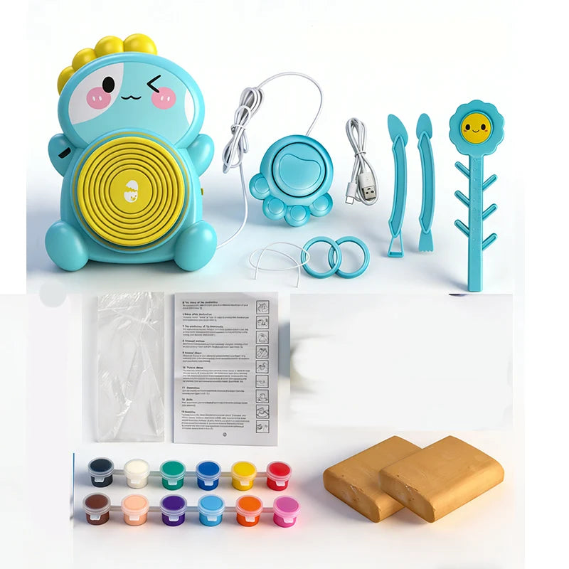 🎁2026 New Arrivals 50% OFF💥 Kids Electric Pottery Wheel DIY Studio Craft Kit – Hands-Free Foot Pedal Speed Control, Ultra-Smooth Non-Toxic Air-Dry Clay, 12 Vibrant Washable Paints & Mess-Free Splash Guard Tray – 2 Colors 🏺