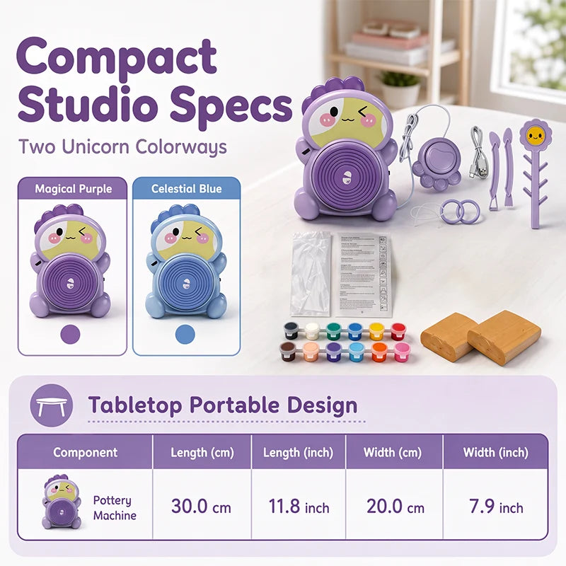 🎁2026 New Arrivals 50% OFF💥 Kids Electric Pottery Wheel DIY Studio Craft Kit – Hands-Free Foot Pedal Speed Control, Ultra-Smooth Non-Toxic Air-Dry Clay, 12 Vibrant Washable Paints & Mess-Free Splash Guard Tray – 2 Colors 🏺