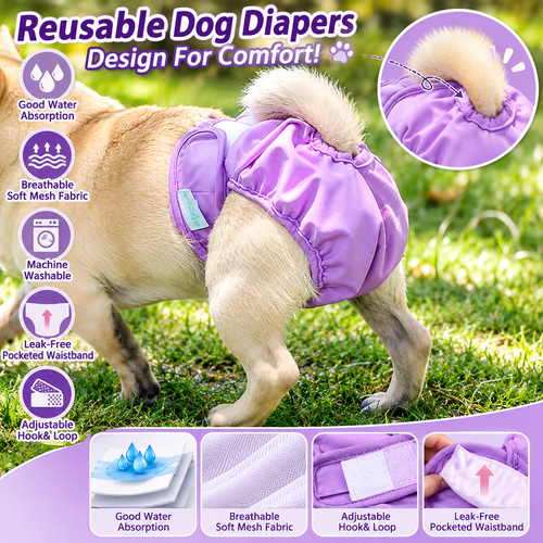 ⏳LAST DAY SALE | Washable Pet Diapers for Female Male Dogs, Reusable Doggy Diapers