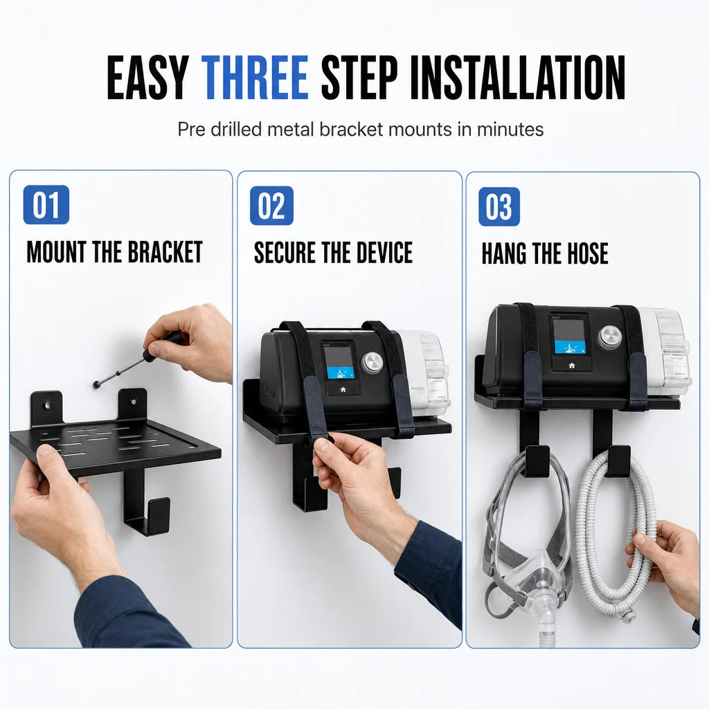 🔥50% OFF!!📢🩺 Wall-Mounted CPAP Hose Holder & Mask Organiser – Keep Tubing Tidy & Within Reach, Compatible With Many CPAP Setups ✨