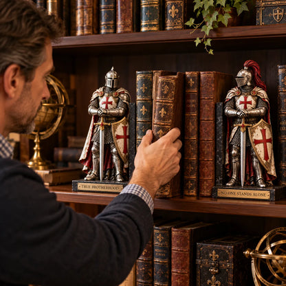 ⚔️ Knights Templar – True Brotherhood Medieval Knight Bookends