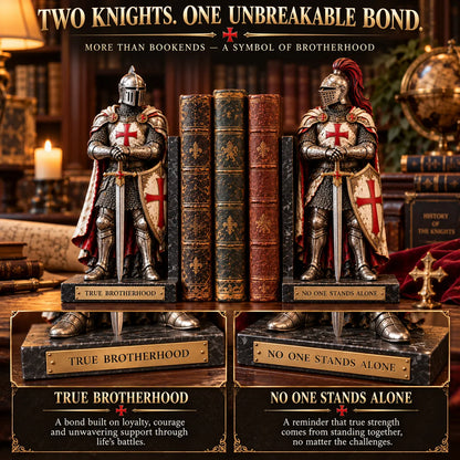 ⚔️ Knights Templar – True Brotherhood Medieval Knight Bookends
