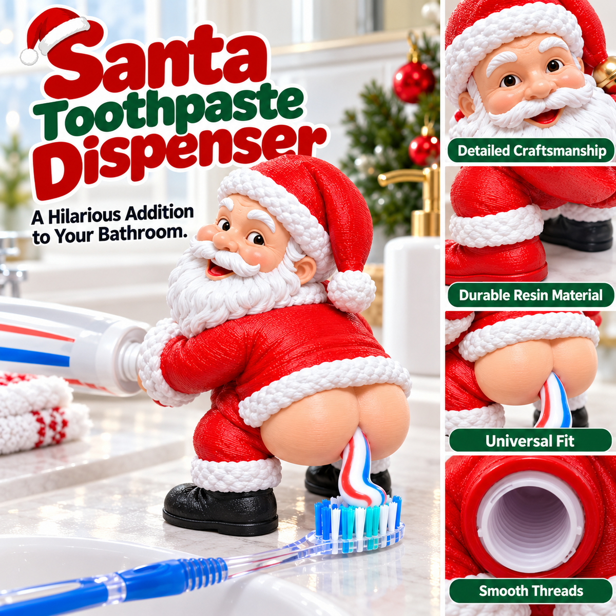 ⏳LAST DAY SALE 49% OFF🎅 Funny Santa Toothpaste Dispenser – Cheeky Christmas Gag Gift