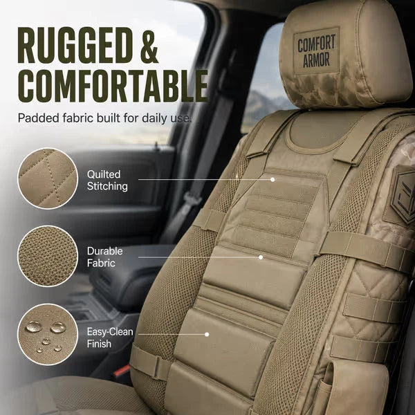 💥 50% Off Limited Time 🚙 Tactical Truck Seat Cover – Durable Design with Storage, Protection & All-Day Comfort ✨