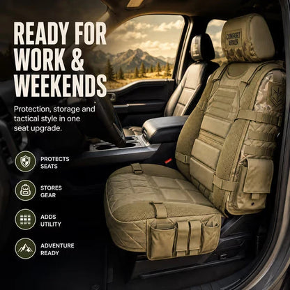 💥 50% Off Limited Time 🚙 Tactical Truck Seat Cover – Durable Design with Storage, Protection & All-Day Comfort ✨