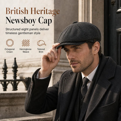 ✨Vintage British Style Newsboy Cap for Men and Women - Classic Casual Flat Cap Octagonal Beret Hat