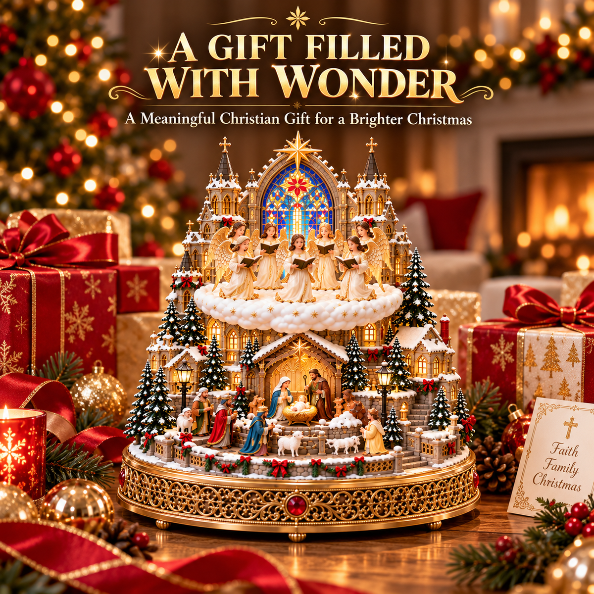 ✨ Heavenly Angel Choir | Lighted & Rotating Christmas Nativity Village