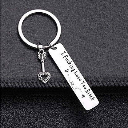 💕 Best Friend Stainless Steel Keychain " I Fxxking Love You Bxxch "