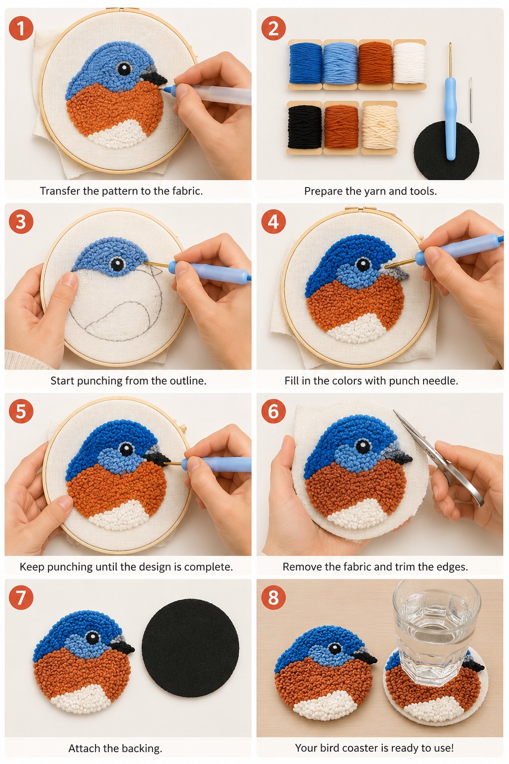 🧵Beginner-Friendly🐦DIY Bird Coasters Punch Needle Kit