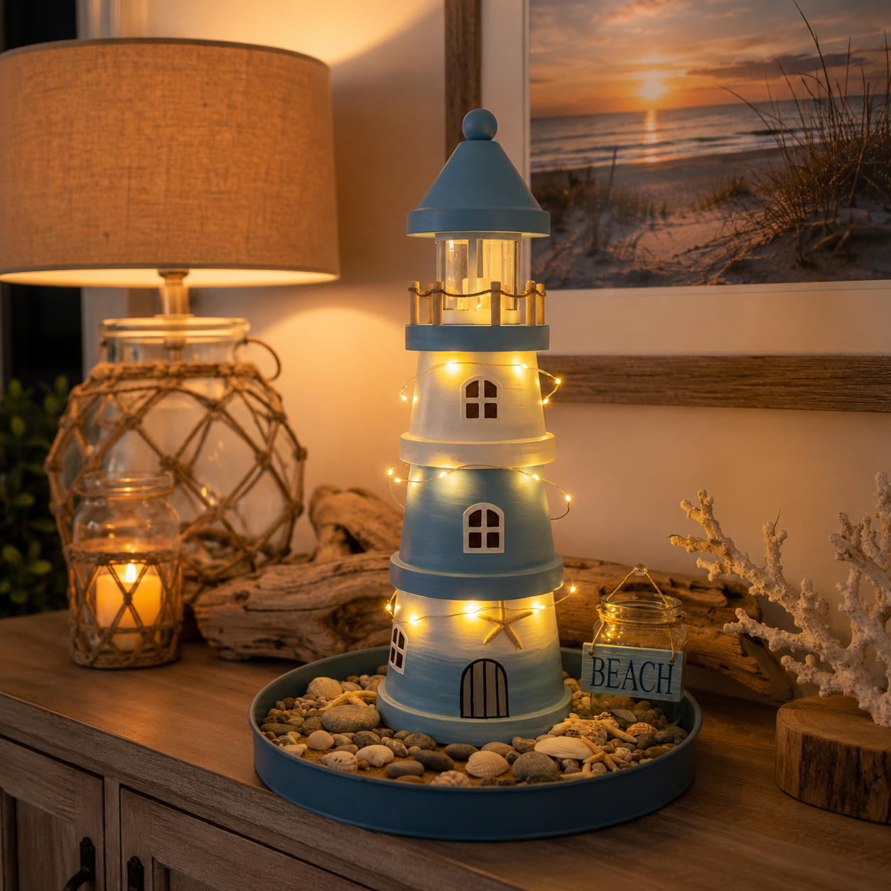 🌊Lighted Coastal Lighthouse Tabletop Decor