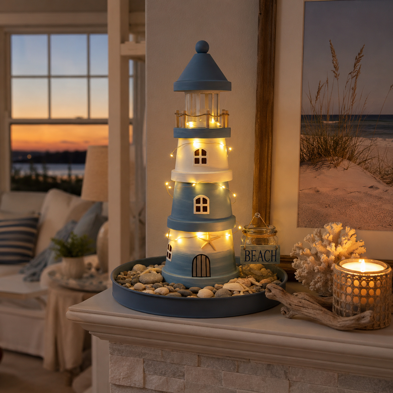 🌊Lighted Coastal Lighthouse Tabletop Decor