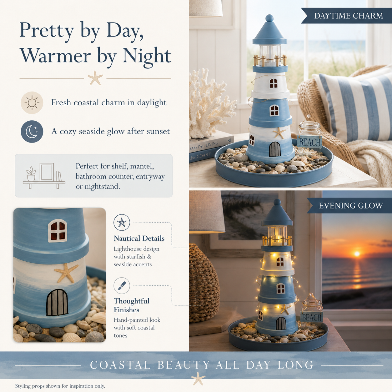 🌊Lighted Coastal Lighthouse Tabletop Decor