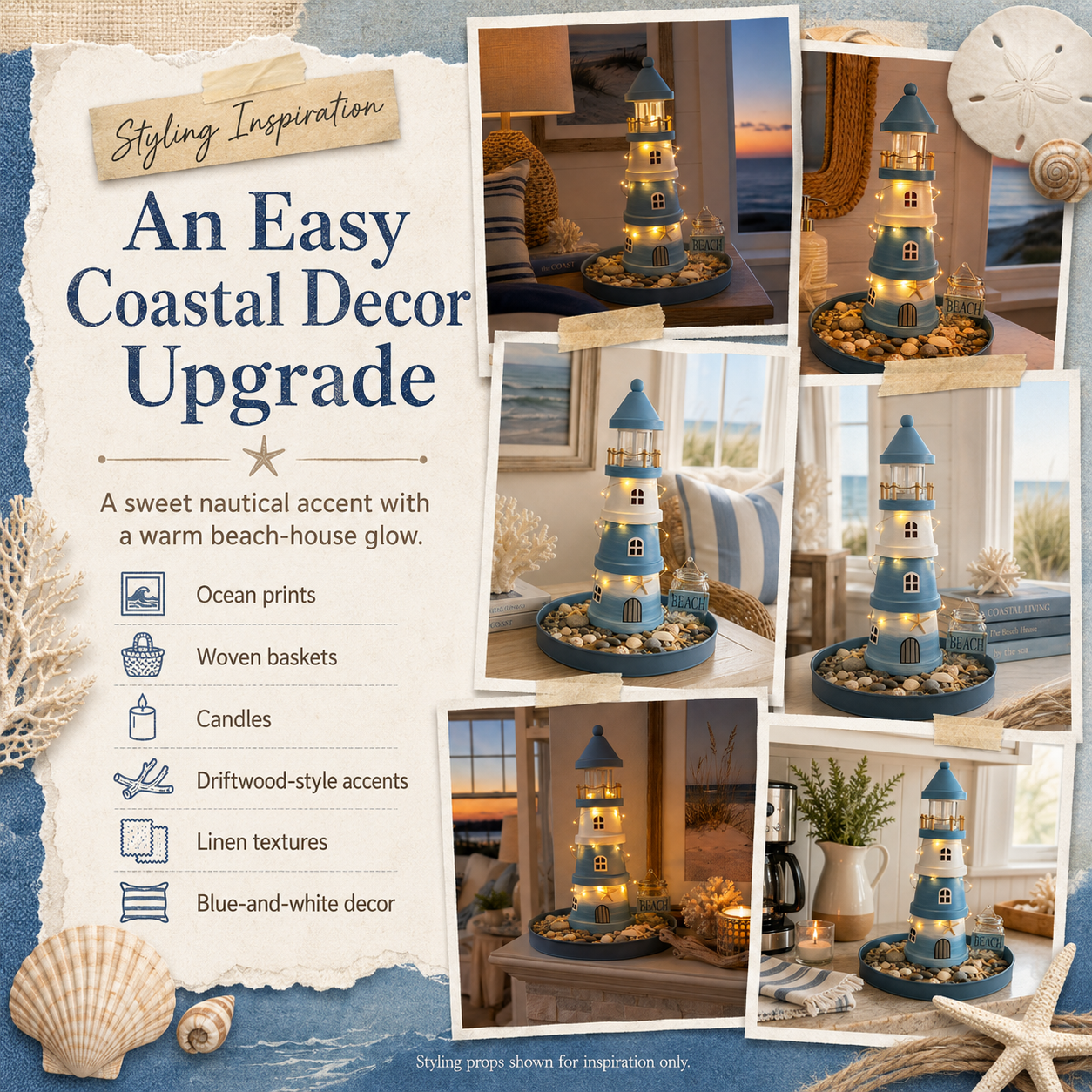 🌊Lighted Coastal Lighthouse Tabletop Decor