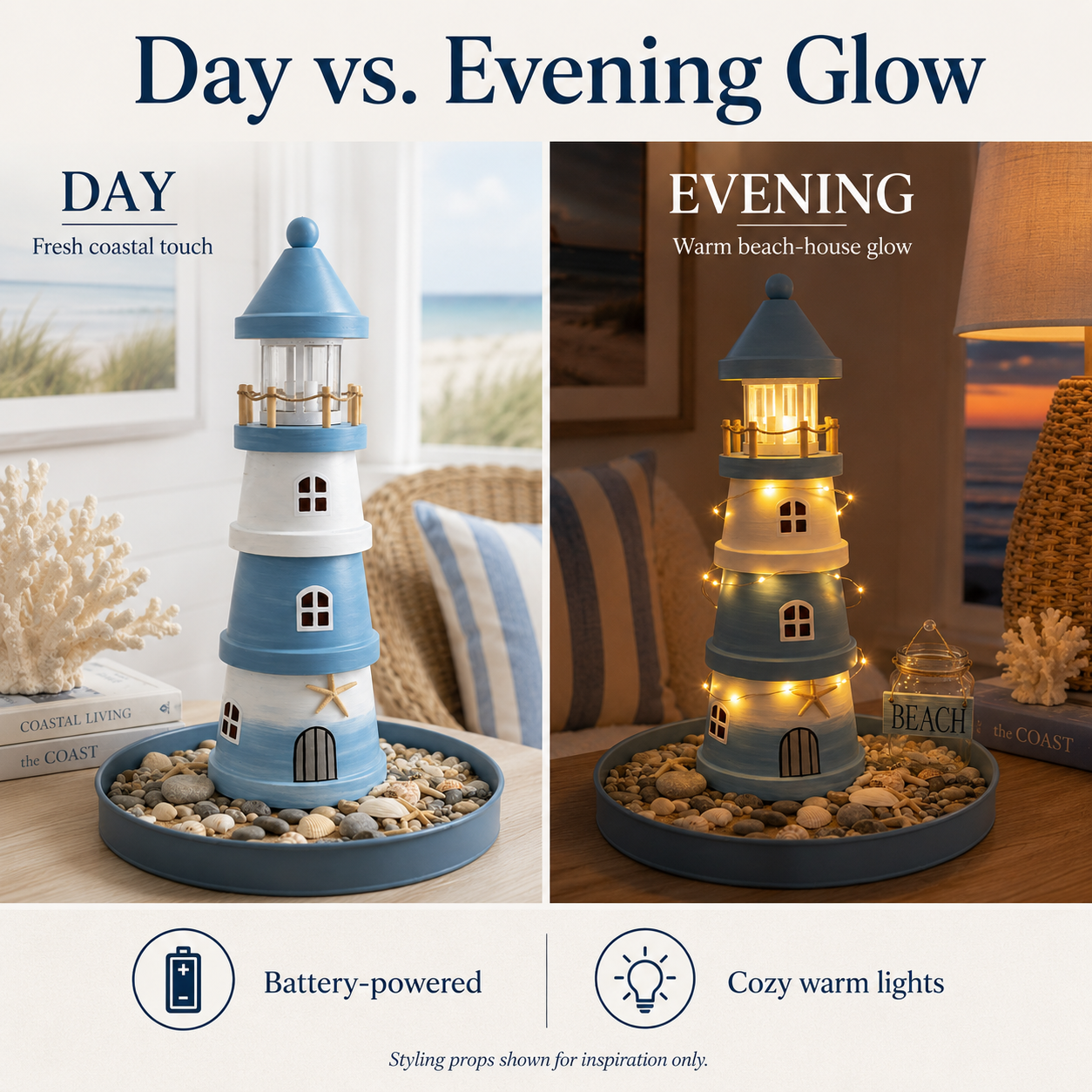 🌊Lighted Coastal Lighthouse Tabletop Decor