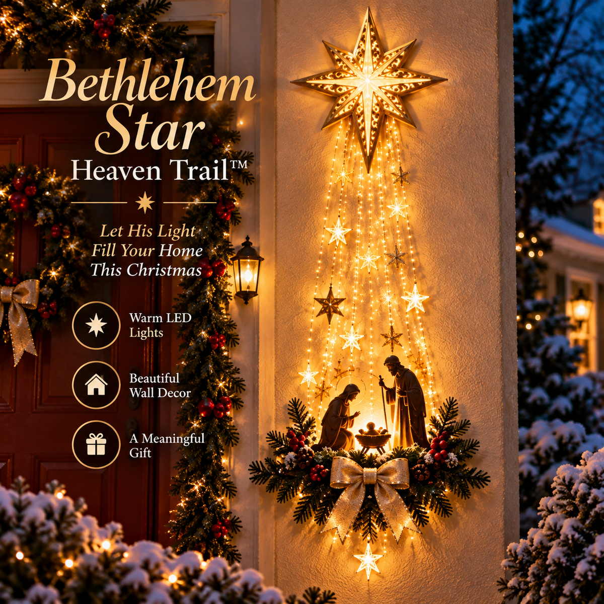 ✨Last Day 40% OFF✨✝️ Bethlehem Star of Faith™ – Lighted Nativity Wall Decor