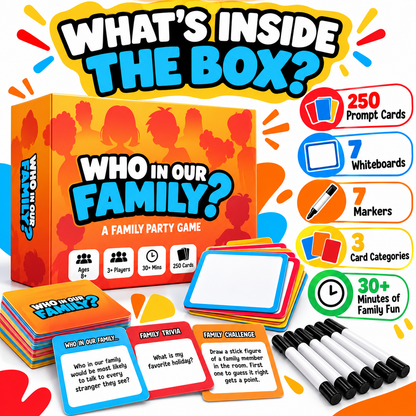 😂 49% OFF Today! Who In Our Family? Hilarious Party Game for Family Game Night