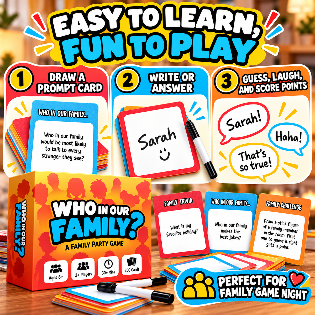 😂 49% OFF Today! Who In Our Family? Hilarious Party Game for Family Game Night