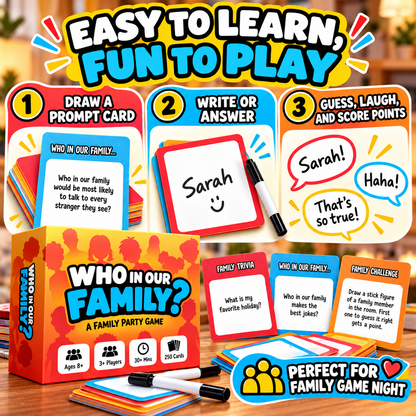 😂 49% OFF Today! Who In Our Family? Hilarious Party Game for Family Game Night