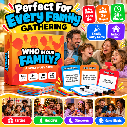😂 49% OFF Today! Who In Our Family? Hilarious Party Game for Family Game Night