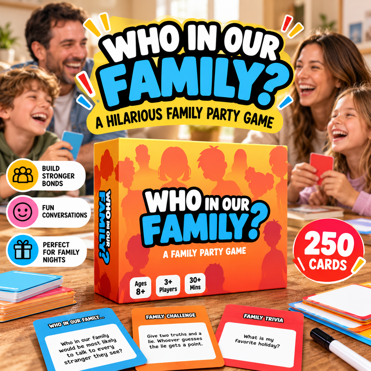 😂 49% OFF Today! Who In Our Family? Hilarious Party Game for Family Game Night