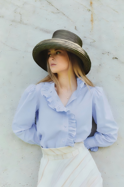 Women's Ruffled Lantern Sleeve Shirt